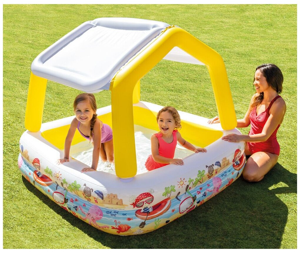 Надувной бассейн Intex детский, с навесом, "Sun Shade Pool", 158х122 см (int57470NP) - фотография № 17
