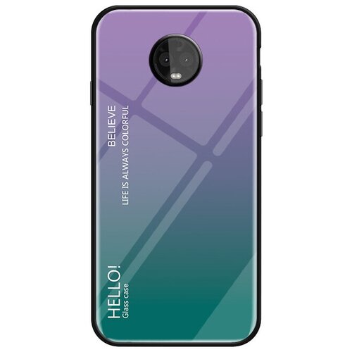 фото Чехол-бампер mypads для motorola moto g5s plus (xt1803 / 2/ 4/ 5/ 6) стеклянный из закаленного стекла с эффектом градиент зеркальный блестящий переливающийся фиолетовый