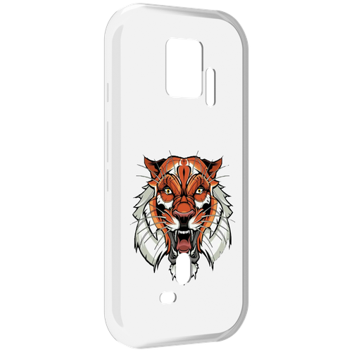 Чехол MyPads оранжевый седой тигр для ZTE Nubia Red Magic 7S Pro задняя-панель-накладка-бампер