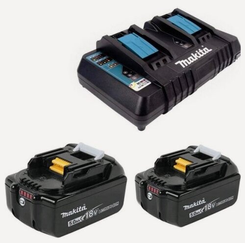 Изображение товара Аккумулятор + зарядное устройство Makita DC18RD-1шт+BL1850B-2шт 18В 5Ач Li-ion LXT