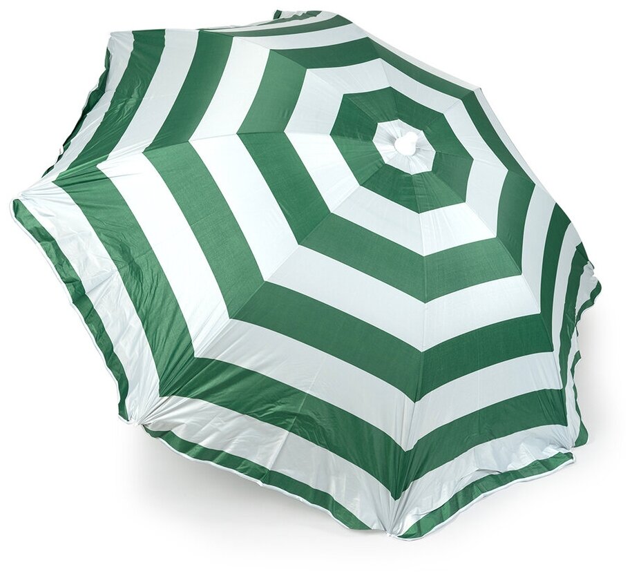 Зонт пляжный, круглый, полосатый, зеленый