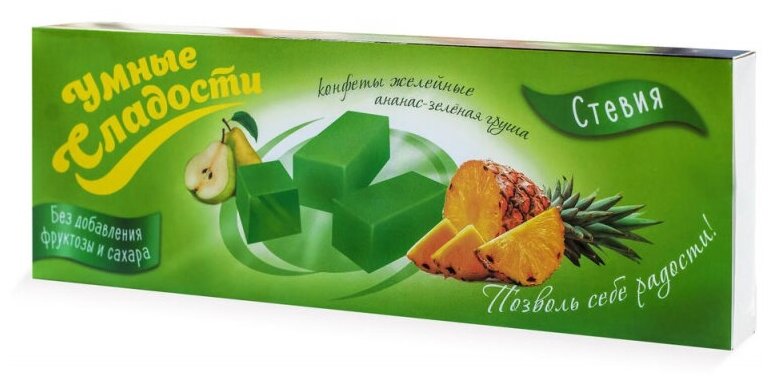 Мармелад Умные сладости Di&Di желейные ананас-зеленая груша,стевия, 90г