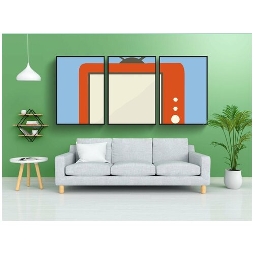 фото Модульный постер "телевизор, телевидение, икона" 180x90 см. из 3х частей в тубусе, без рамки lotsprints