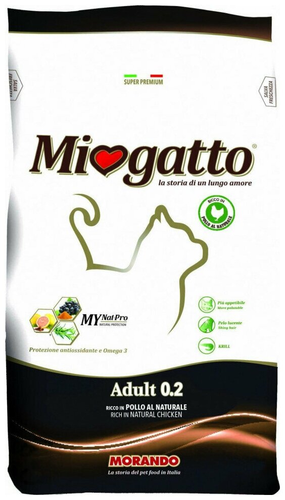 Miogatto Adult сухой корм для взрослых кошек с курицей и рисом - 10 кг