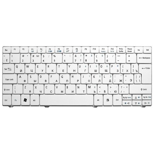 Клавиатура для ноутбука Acer 1810 1830T 721 722 751 Series Г-образный Enter Белая без рамки PN NSK-AQ00R 880₽