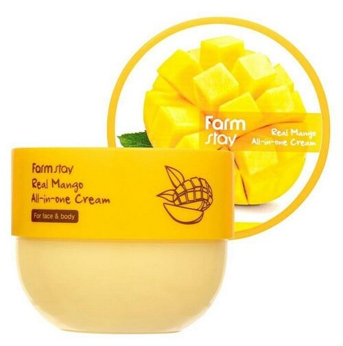 Farm Stay Крем для лица и тела с маслом манго Real Mango All-In-One Cream, 300мл/ Фармстей корейская косметика