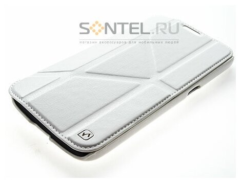 Футляр-книга боковой Hoc Crystal Leather для Samsung Galaxy i9200 Mega 6.3 white