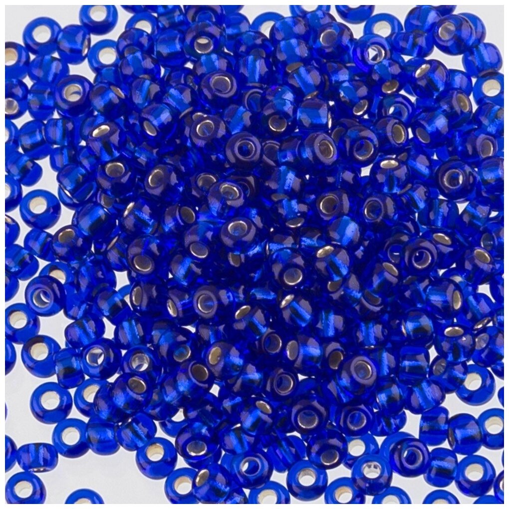 Бисер круглый Gamma 5, 10/0, 2,3 мм, 10 штх5 г, 1-й сорт, E268 темно-голубой