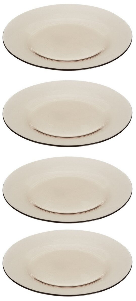 Набор тарелок "INVITATION BRONZE" плоских круглых, прозрачных, стеклянных, цвет дымчатый, 4 штуки