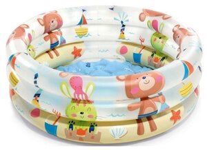 Бассейн надувной детский INTEX &quotBeach Buddies Pool" (Зверята на пляже), 1-3 года, 61x22см int57106NP