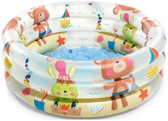 Бассейн надувной детский INTEX &quotBeach Buddies Pool&quot (Зверята на пляже), 1-3 года, 61x22см int57106NP