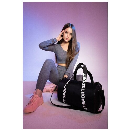 фото Сумка спортивная сима-ленд, 23х23х38 см, черный