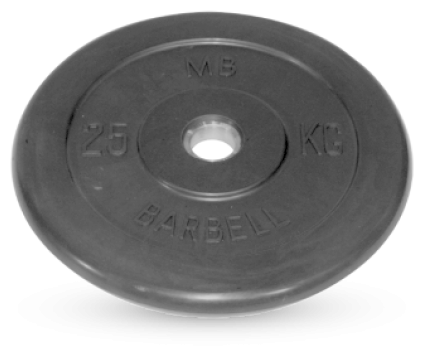 25 кг диск (блин) MB Barbell (черный) 26 мм.