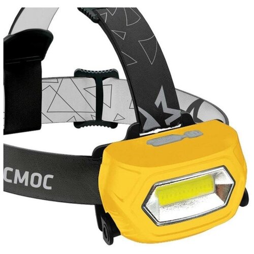 фонарь ручной светодиодный 150lm черный с акк 1200мач Фонарь налобный Космос KOC-LiPoH3WCOB, аккумуляторный, пластик, желтый