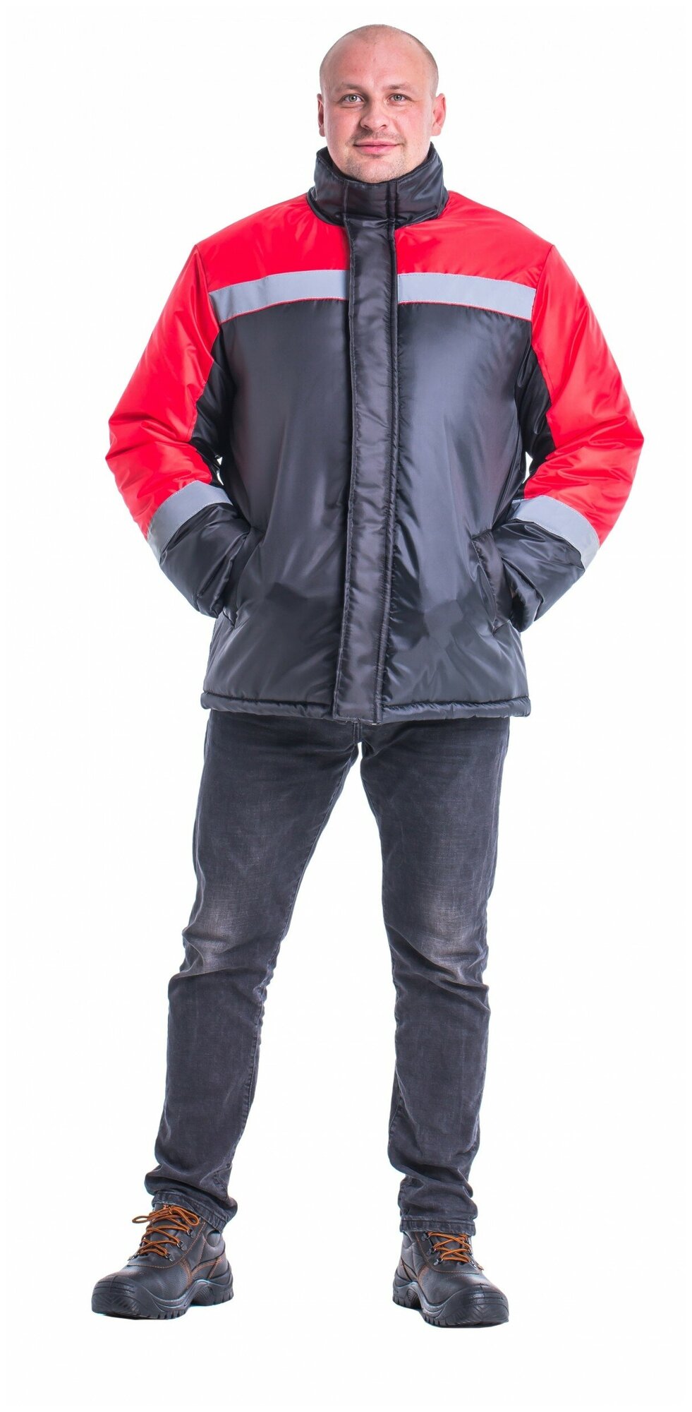 Куртка утепленная "Гастарбайтер" черная с красной. Размер:120-124. Рост:170-176