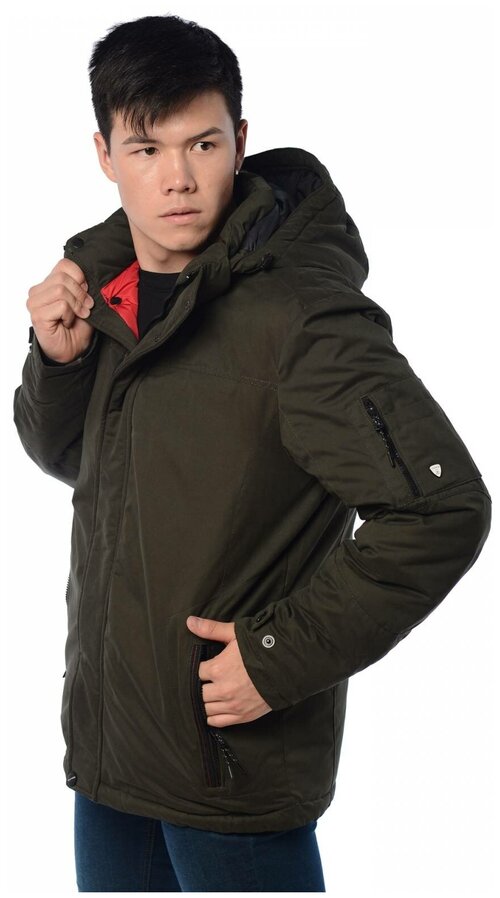 куртка INDACO FASHION зимняя, карманы, размер 50, хаки