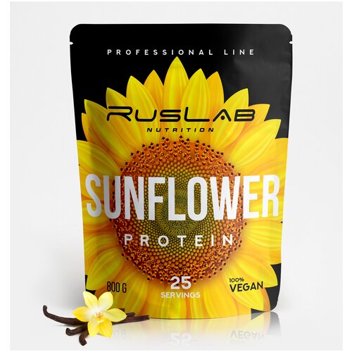 SUNFLOWER PROTEIN-протеин подсолнечный, растительный протеин, веганский протеин, без ГМО (800гр), вкус ваниль