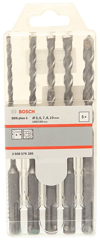 Набор буров SDS plus-1X Bosch 5шт (5,6,7,8,10) (285) 2608579285 .