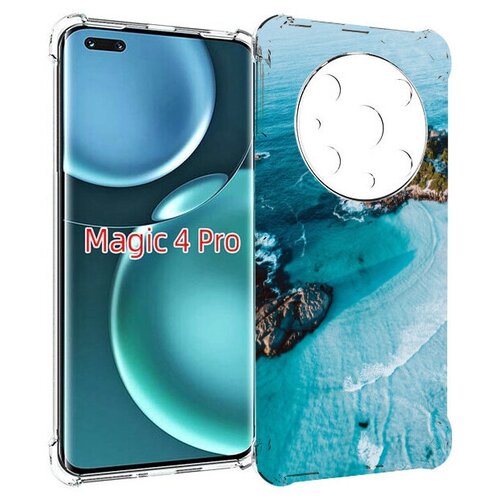Чехол MyPads красивый голубой залив для Honor Magic4 Pro / Magic4 Ultimate задняя-панель-накладка-бампер