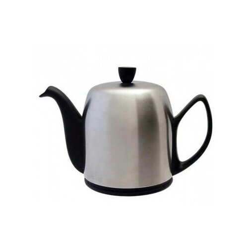 фото Фарфоровый черный заварочный чайник на 6 чашек с стальной крышкой. salam mat black 211993 , 900 мл, degrenne degrenne 