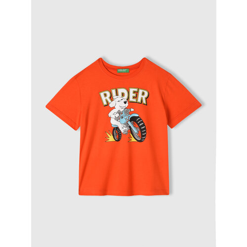 Футболка UNITED COLORS OF BENETTON, размер 90, оранжевый футболка united colors of benetton для мальчика 22p 3096c14lf 101 s