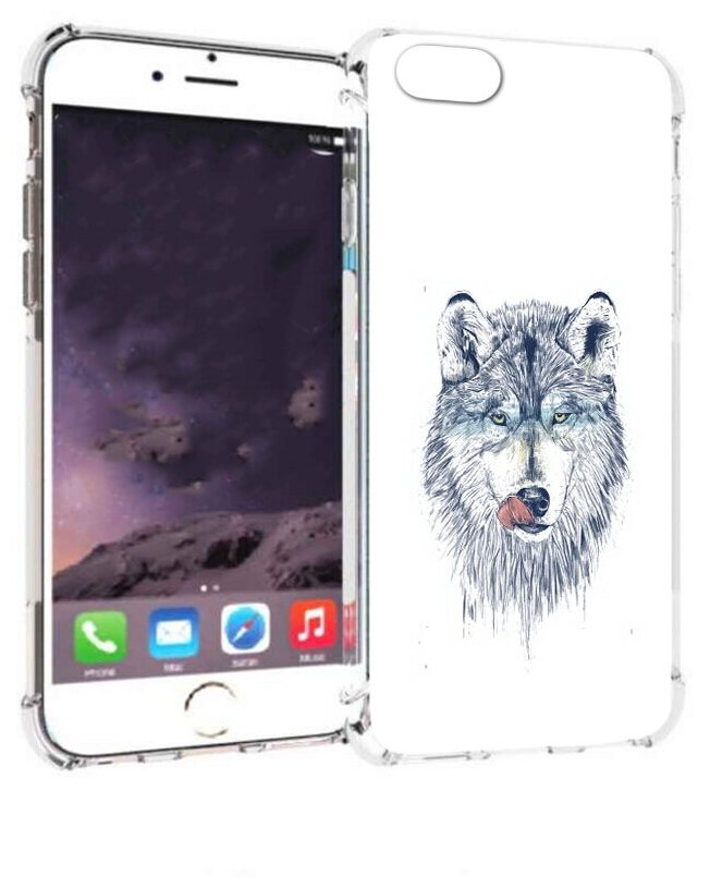Чехол задняя-панель-накладка-бампер MyPads голодгый волк для iPhone 6/6S 4.7 противоударный