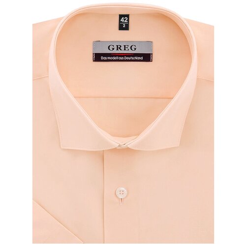 Рубашка GREG, размер 174-184/43, бежевый рубашка повседневный стиль свободный силуэт классический воротник короткий рукав карманы в клетку размер 54 бордовый