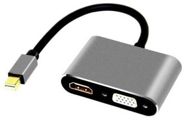 Кабель-переходник Mini DisplayPort (M) -> HDMI (F)+VGA (F) 4K@30Hz Alum Grey Telecom (TA6080)