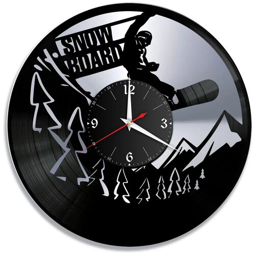 фото Часы настенные "сноуборд, серебро" из винила, №1 redlaser