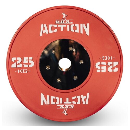 фото Диск для штанги бамперный резиновый соревновательный со стальной вставкой idol action 25 кг