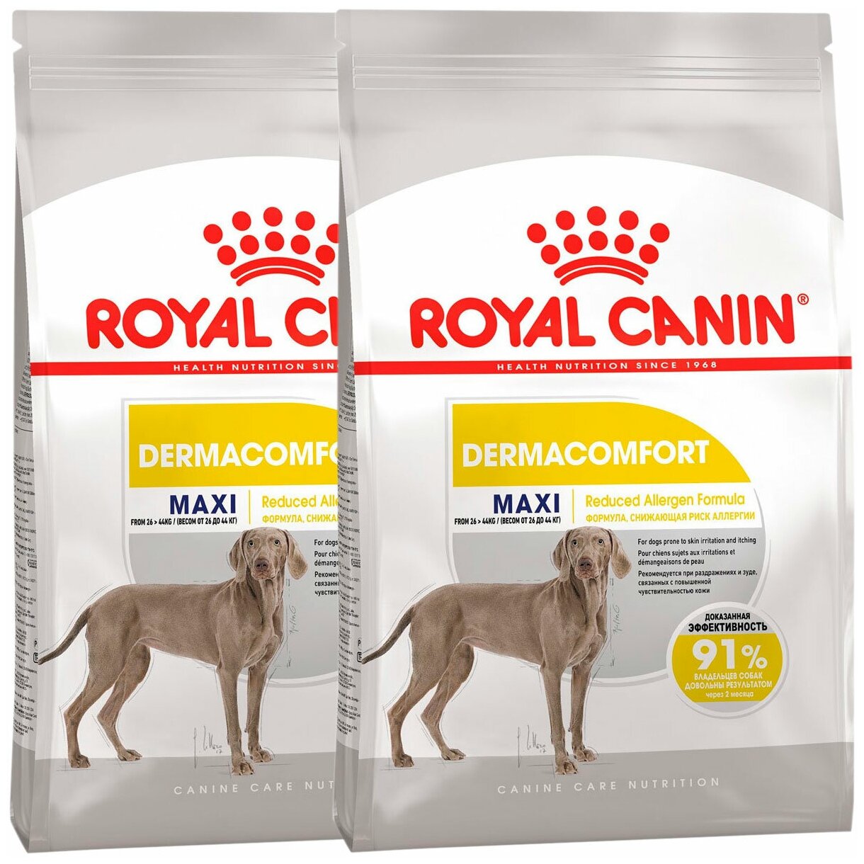 Сухой корм ROYAL CANIN MAXI DERMACOMFORT для взрослых собак крупных пород при аллергии (3 + 3 кг)