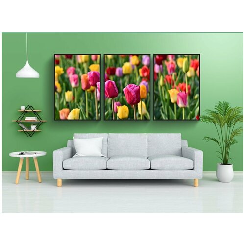 фото Набор модулных постеров для интерьера "тюльпан, цветок, завод" 60x90 см. в тубусе, без рамки lotsprints