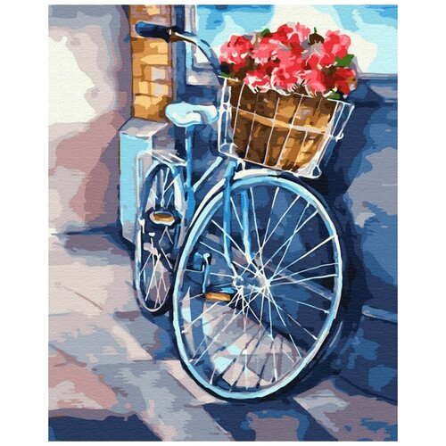 Алмазная вышивка Colibri «Велосипед с корзиной красных роз»
