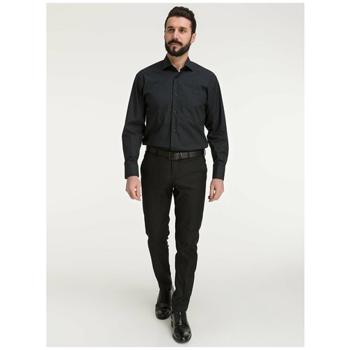 Рубашка мужская длинный рукав GREG 340/119/BLK, Прямой силуэт / Сlassic fit, цвет Черный, рост 186-194, размер ворота 42