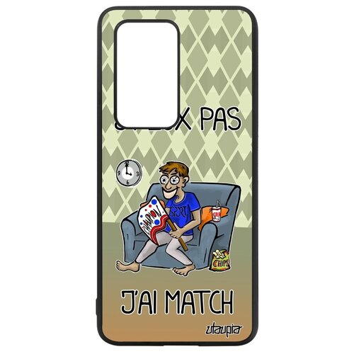фото Противоударный чехол на смартфон // huawei p40 pro // "не могу - у меня матч!" карикатура трансляция, utaupia, зеленый