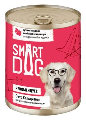 Smart Dog консервы Консервы для взрослых собак и щенков кусочки говядины и ягненка в нежном соусе 22ел16 43749 0,24 кг 43749 (34 шт)