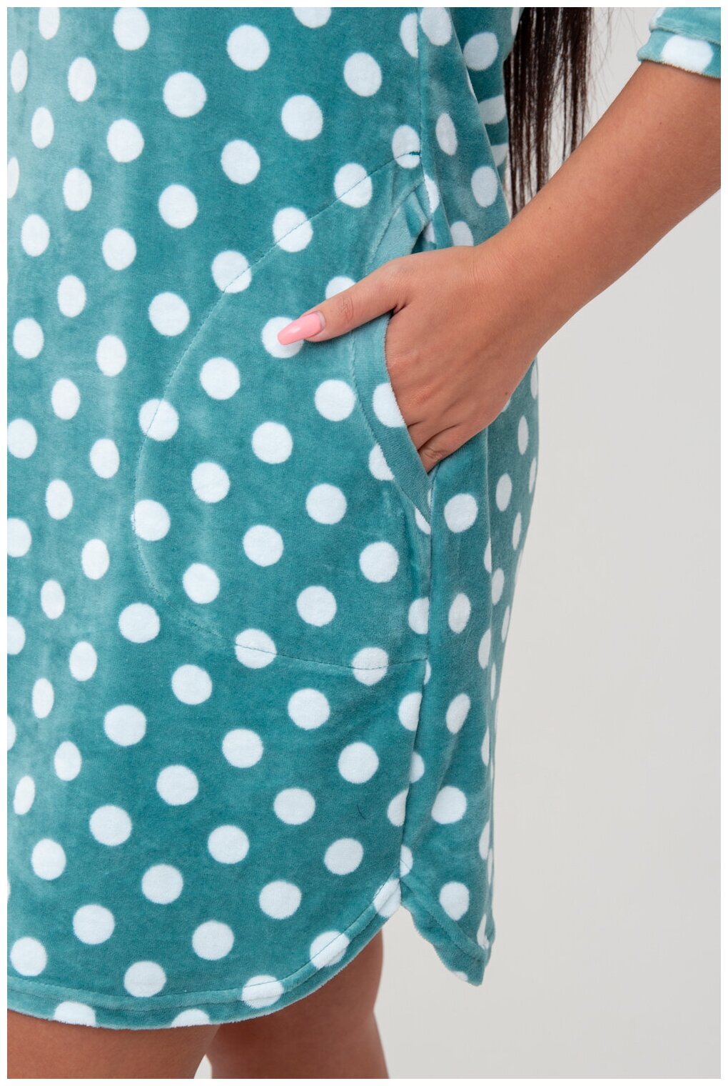 Платье-туника женское домашнее из велюра Modellini, 50 размер, голубой - фотография № 5