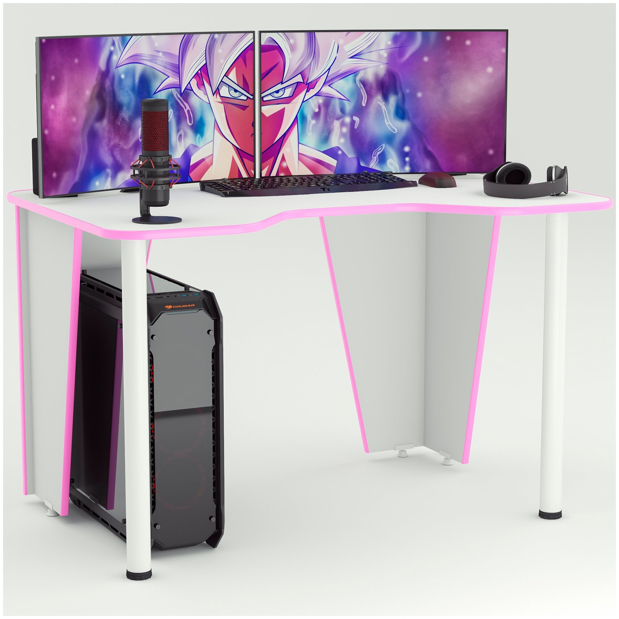 Игровой компьютерный стол Бело-розовый Xplace-07 - фотография № 1