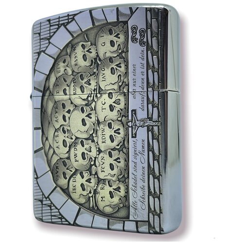 Зажигалка бензиновая Zippo Armor Хром с гравировкой Memento Mori