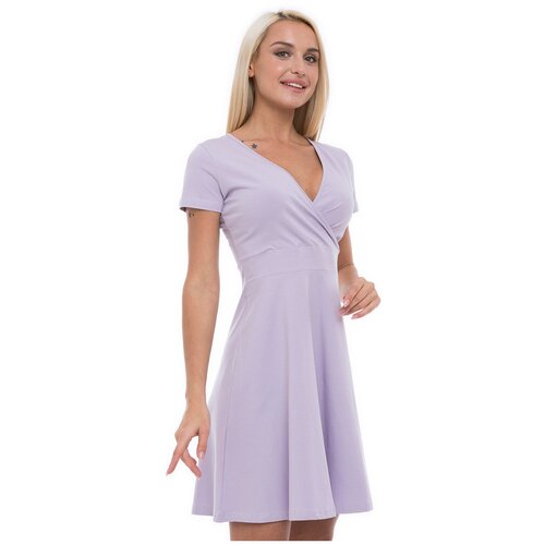 фото Платье с запахом lunarable, хлопок, повседневное, полуприлегающее, мини, размер 48 (l), фиолетовый