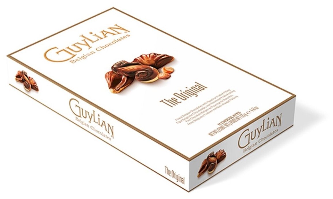 Шоколадные конфеты "Guylian" "Морские ракушки" в коробках из горького, молочного, белого шоколада с начинкой пралине, 125 г. - фотография № 2