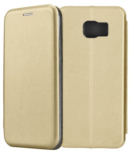 Чехол-книжка для Samsung Galaxy S6 золотой противоударный откидной с подставкой, кейс с магнитом, защитой экрана и отделением для карт