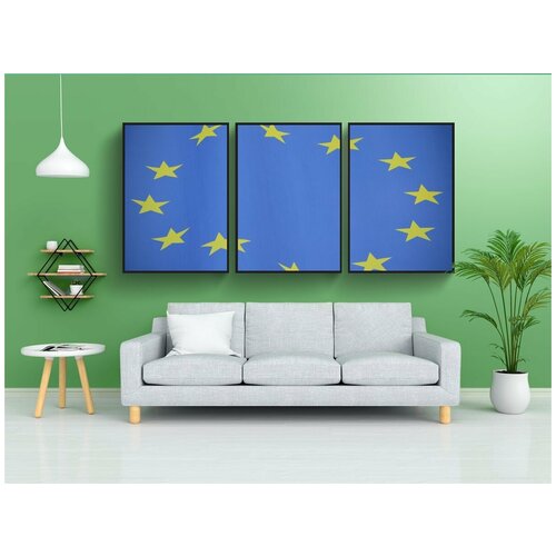 фото Модульный постер "европа, европейский флаг, флаг" 180x90 см. из 3х частей в тубусе, без рамки lotsprints