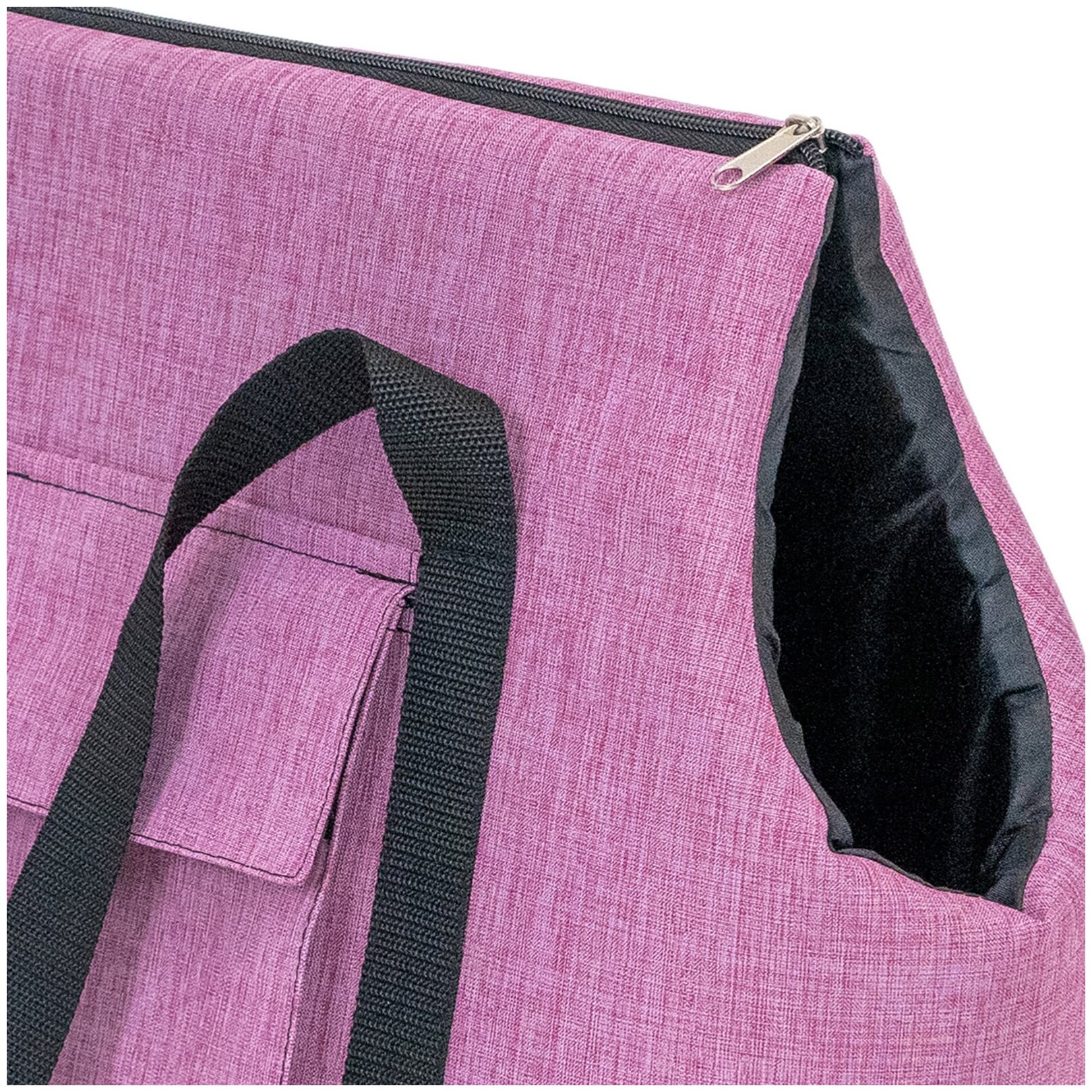 Переноска сумка Блюз "PetTails" №4 с 2мя карманами 58 х 27 х 34см (катионик, поролон), розовая - фотография № 3