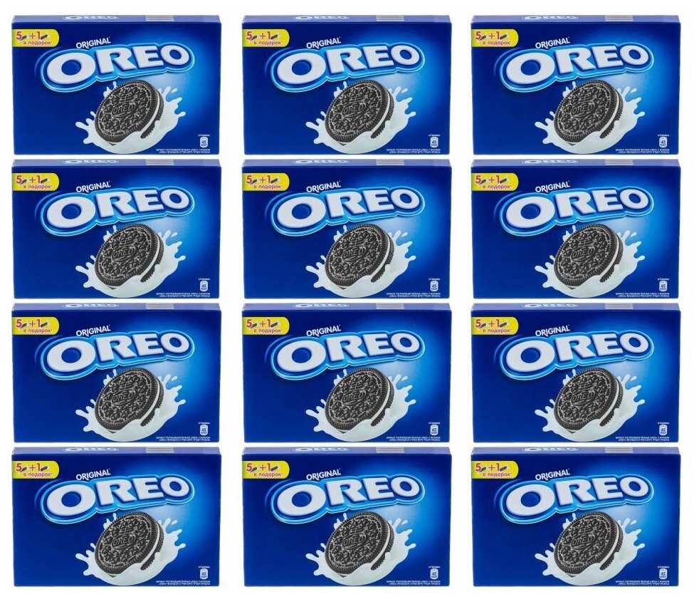 OREO печенье с какао и начинкой крем ваниль 228г Набор по 12шт