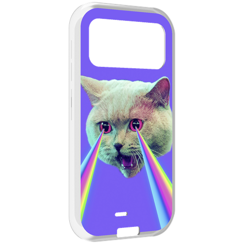 Чехол MyPads кот с радугой в глазах для Oukitel F150 H2022 задняя-панель-накладка-бампер чехол mypads кот в кроссовках для oukitel f150 h2022 задняя панель накладка бампер