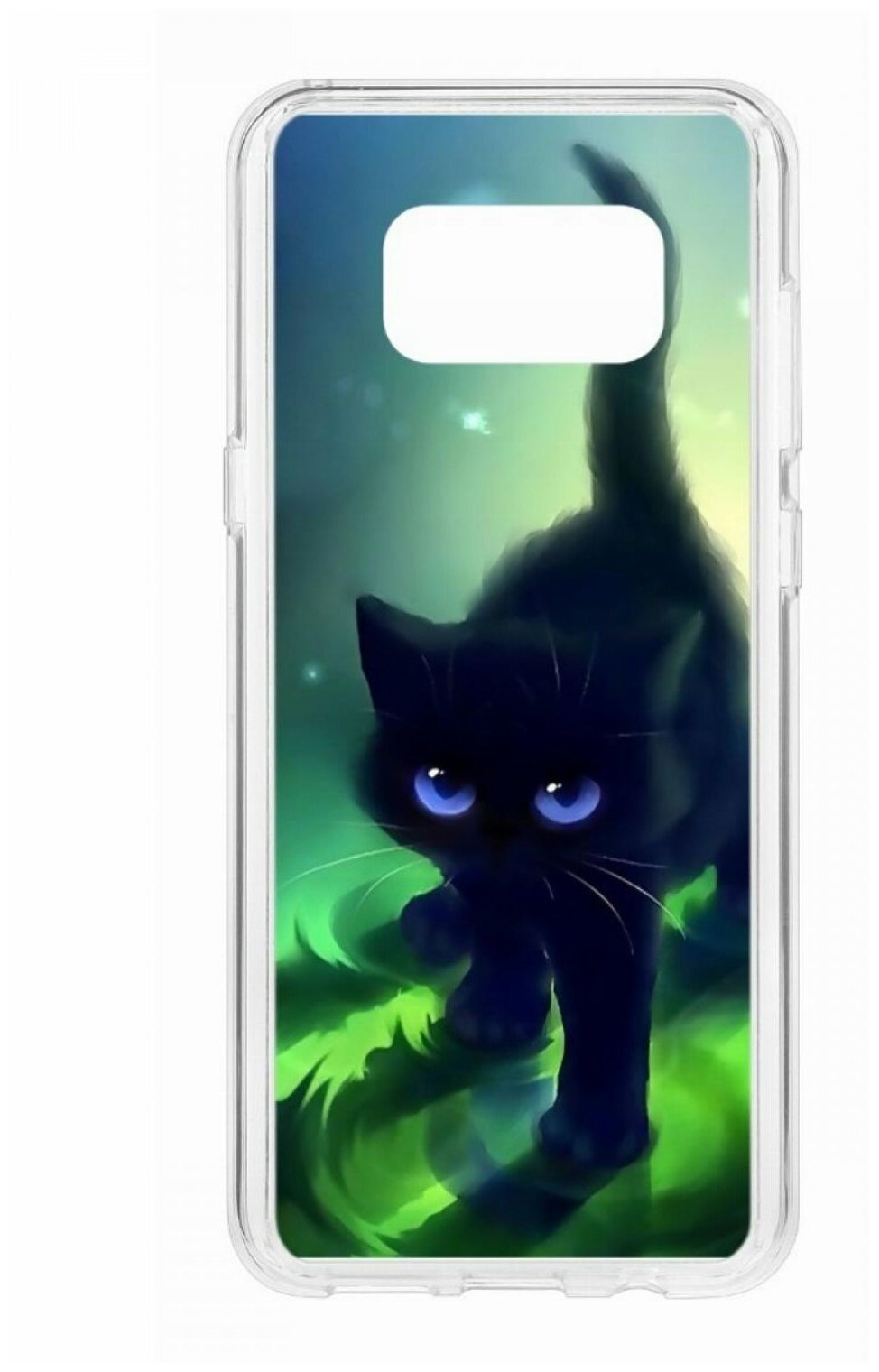 Чехол для Samsung Galaxy S8 Plus КRUЧЕ Print Черный кот, пластиковая накладка, силиконовый бампер с защитой камеры, противоударный кейс с рисунком