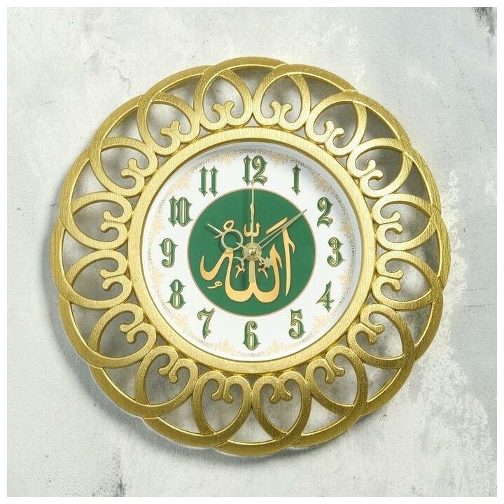 Часы настенные "Молитва", плавный ход, d=30 см, корпус золотой 6848773