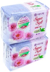 Прокладки ежедневные гигиенические Super Soft с ароматом зеленого чая, SAYURI Япония, 15 см (набор 2 шт.)