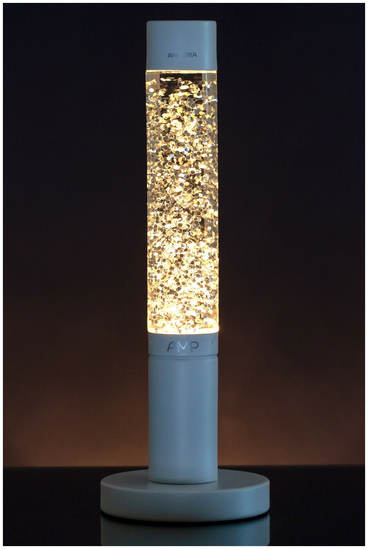 Лава лампа Amperia Slim White Сияние (глиттер) (39 см)